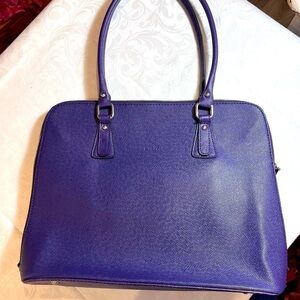L Credi Genuine Leather Zip up Multi pocket Tote in Purple